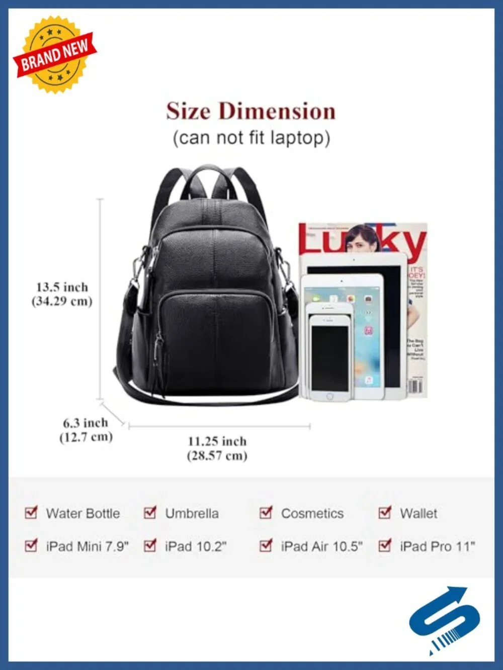 Genuine Leather Anti-Theft Backpack for Women Convertible 3-in-1 Shoulder Bag